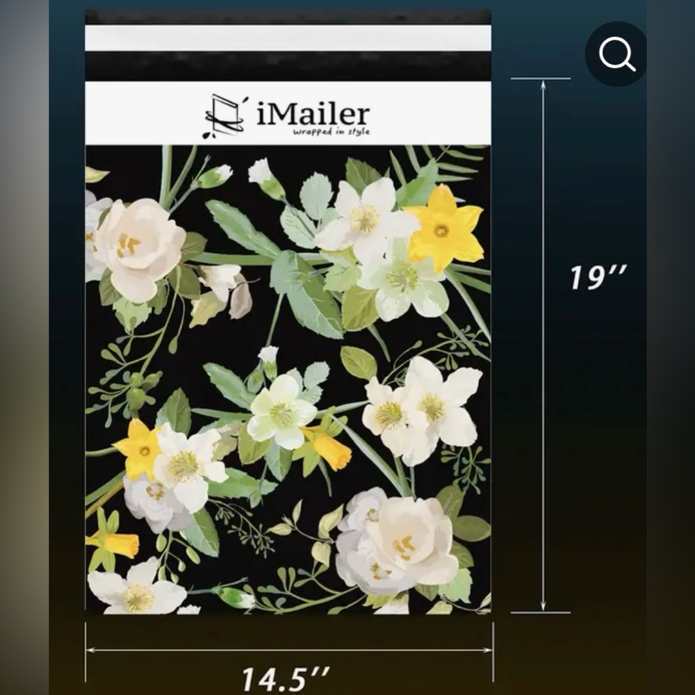 10 extra large Poly Mailers black with yellow, pink and white flowers